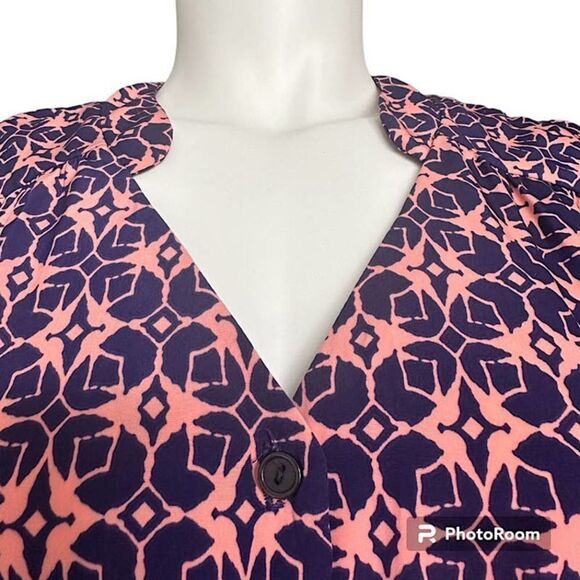 41 Hawthorn Keziah Shirt Dress Sleeveless Geometric Blue Coral Size M‎ - Picture 2 of 6